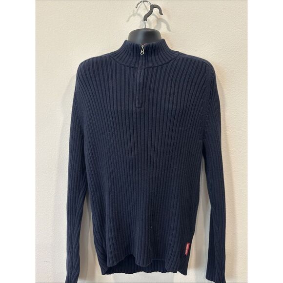 Abercrombie & Fitch Other - Abercrombie & Fitch Quarter Zip Sweater Men XL Navy Blue Ribbed Muscle Fit
